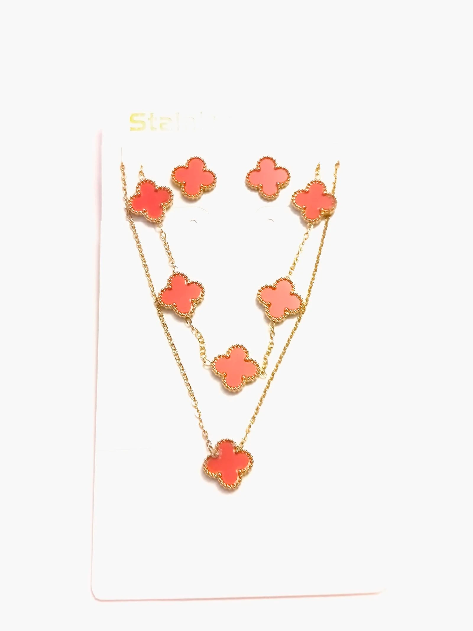 Conjunto de gargantilha, pulseira e brincos de trevo – photo 5